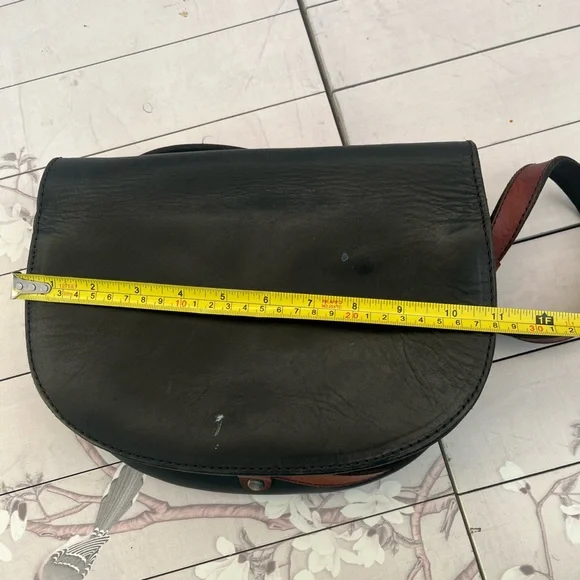 Vintage Black and Brown Crossbody Bag with Gold Accent - Picture 6 of 7